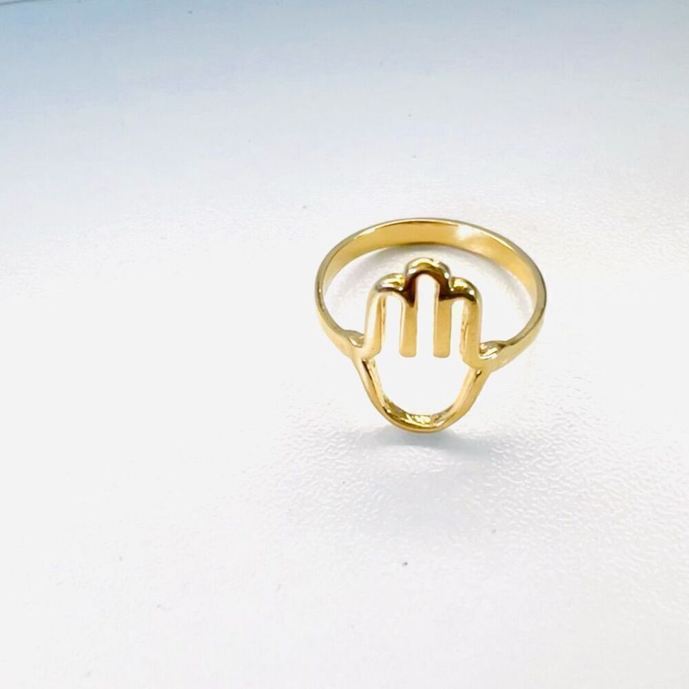18K Gold Filled Hamsa Evil Eye Protection Jewelry Ring 7 trendy minimalist